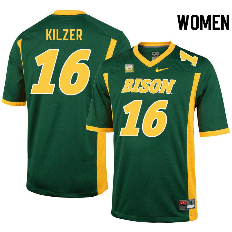 Women #16 Jacob Kilzer North Dakota State Bison College Football Jerseys Stitched-Green
